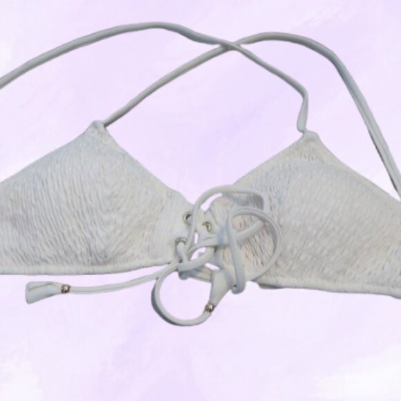 Victoria's Secret swimsuit bra top strappy tie front scrunched in off white size - Picture 9 of 10